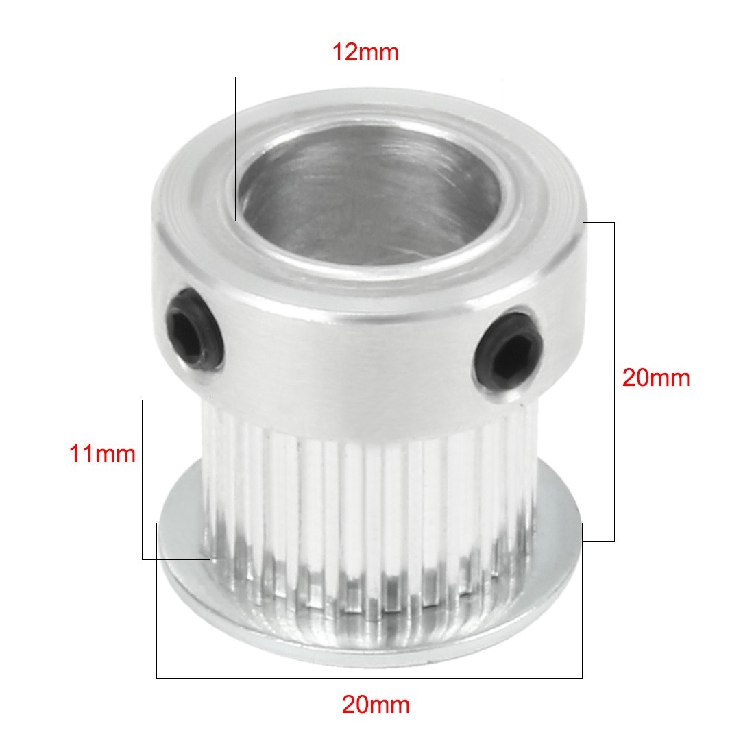 Aluminum 25 Teeth 12mm Bore 11mm Belt Timing Idler Pulley Synchronous Wheel