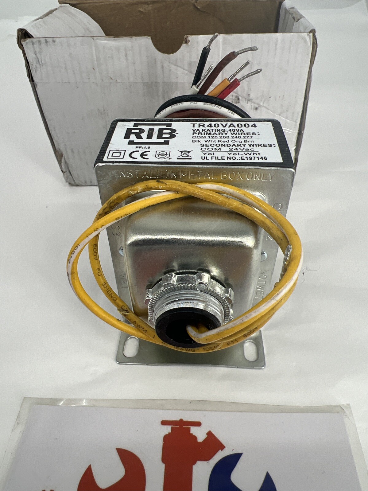 RIB Transformer TR40VA004 40VA Pri-120/208/240/277 Secondary 24VAC