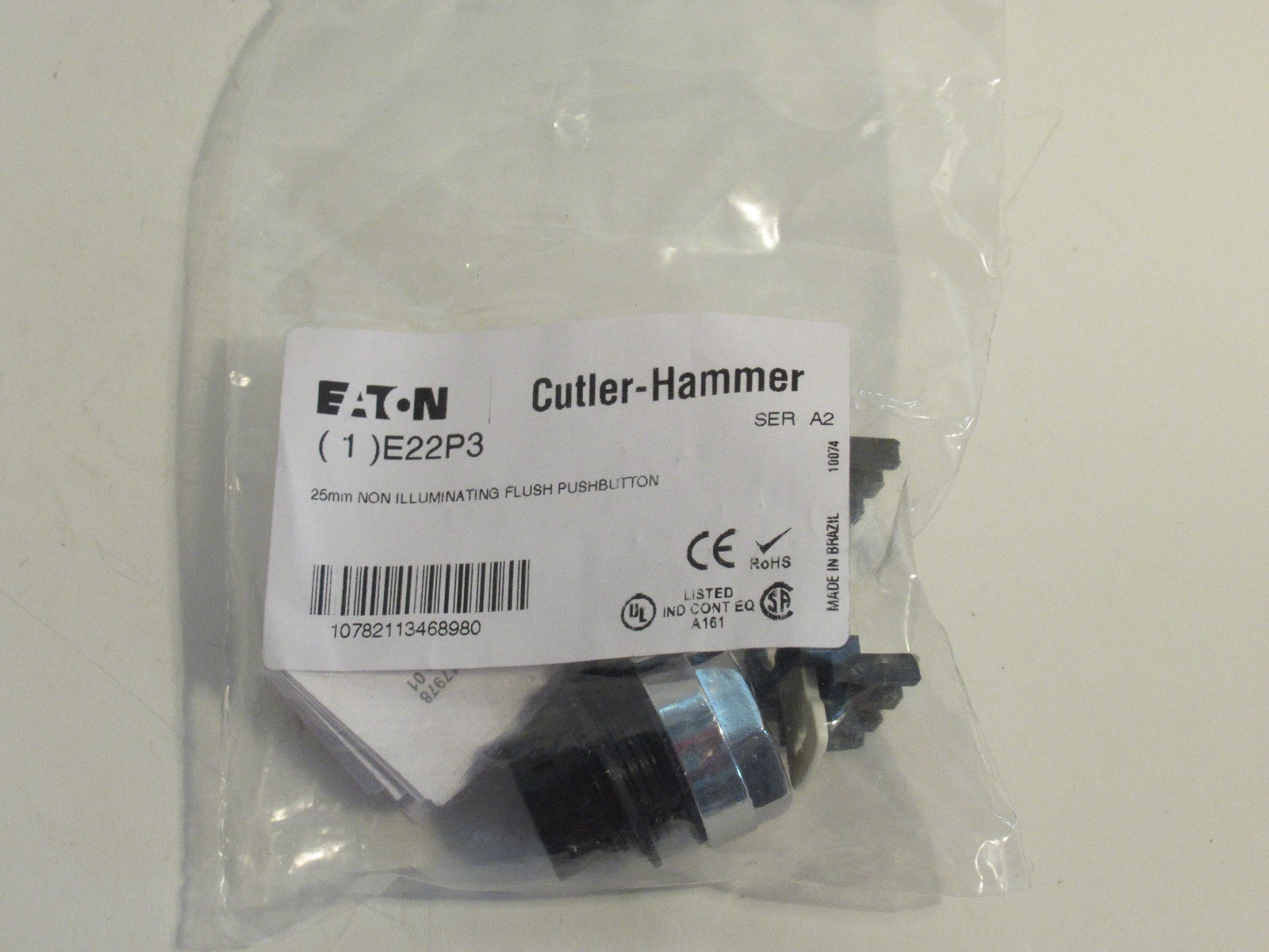 EATON / CUTLER HAMMER E22P3 SER. A2 25mm NON ILLUMINATING FLUSH PUSHBUTTON NEW