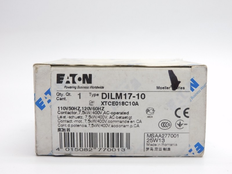 EATON XTCE018C10A DILM17-10 110/120V 40A NSMP