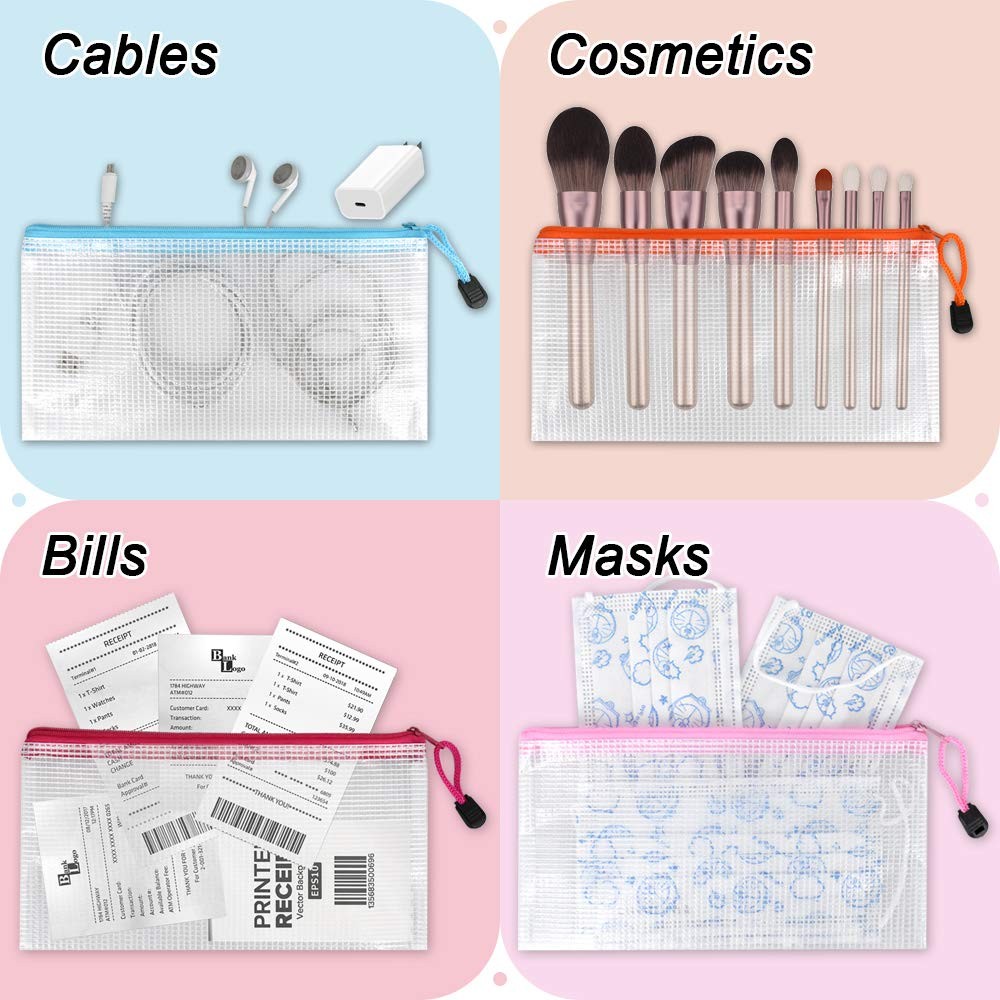 Umriox Clear Pencil Pouch, 9.2 x 4.7 in (10 Colors, 20 Packs), A6-20P, A6-20P
