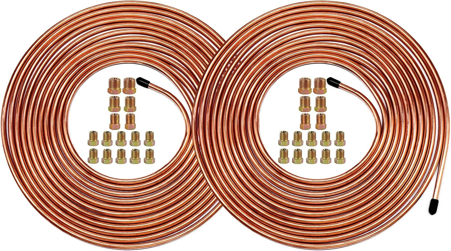 3/16 Inch Brake Line Kit – 25 Ft Copper Coated Braking Tubing + 16 Braking Fitti