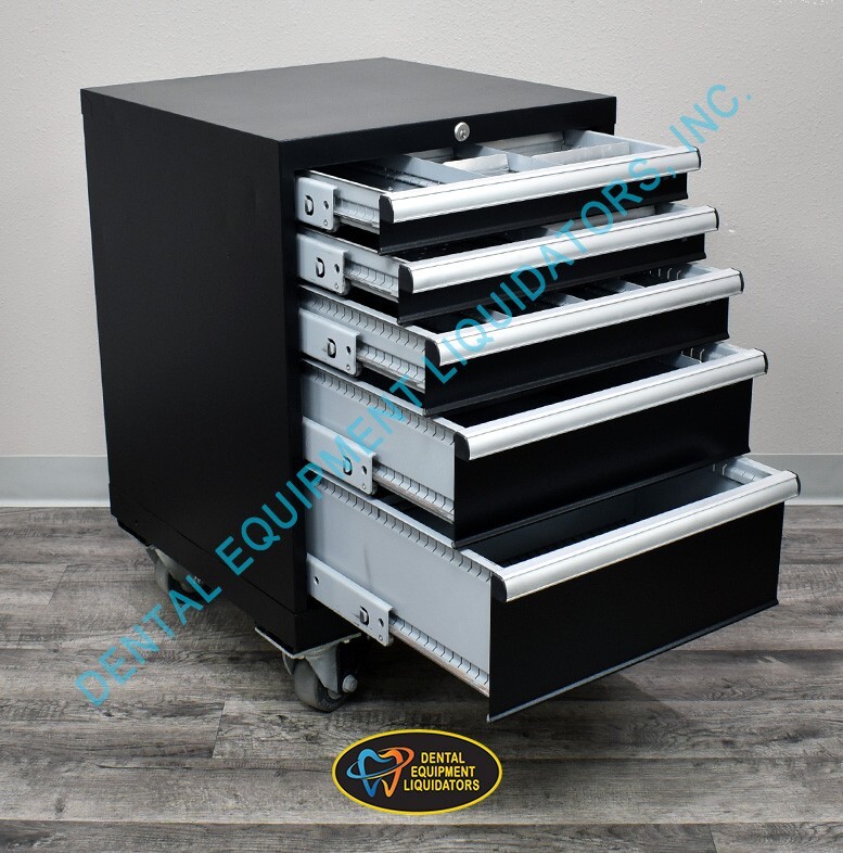 Lista 5 Drawer 22-1/2″W Black Steel Industrial Mobile Storage Cabinet
