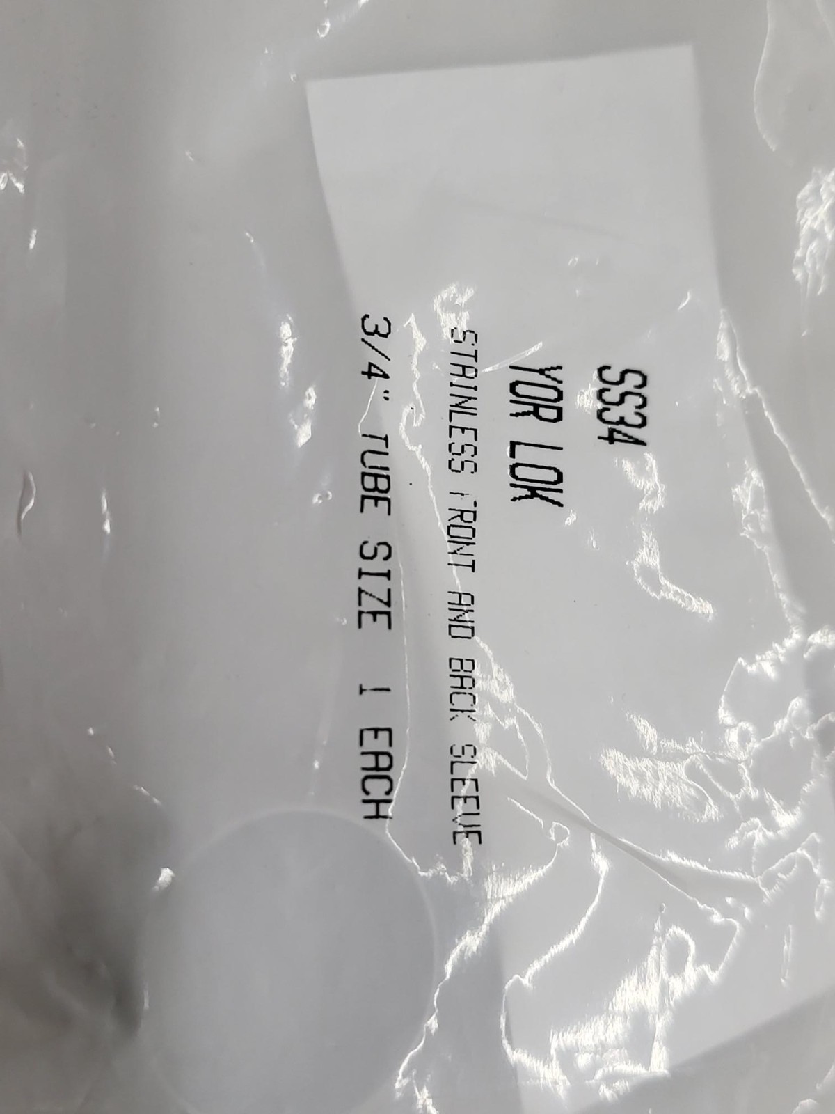 LOT OF 5 YOR LOK STAINLESS FRONT AND BACK SLEEVE 3/4″ TUBE SIZE FREE SHIPPING E4