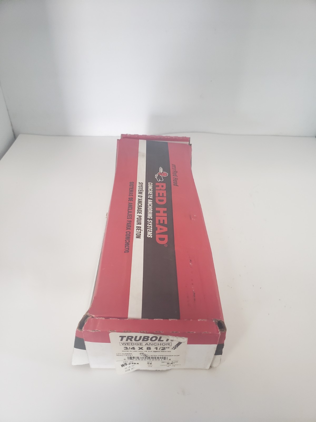 RED HEAD WS-3484 TRUBOLT CARBON STEEL WEDGE 3/4″ x 8-1/2″, BOX OF 10, NIB