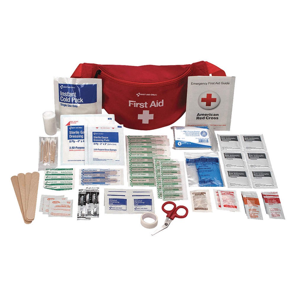GRAINGER APPROVED 59475 First Aid Kit w/House,87pcs,3.5×8″,Red 488G51