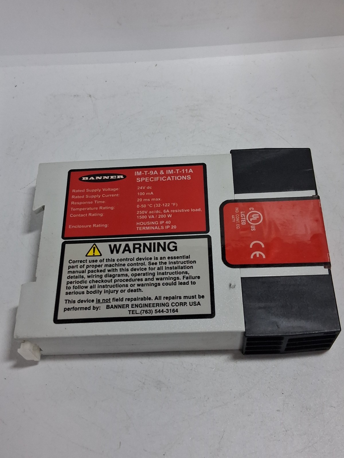 BANNER IM-T-9A RELAY MODULE SAFETY LIGHT 24VDC 100MA NC/NO NNB