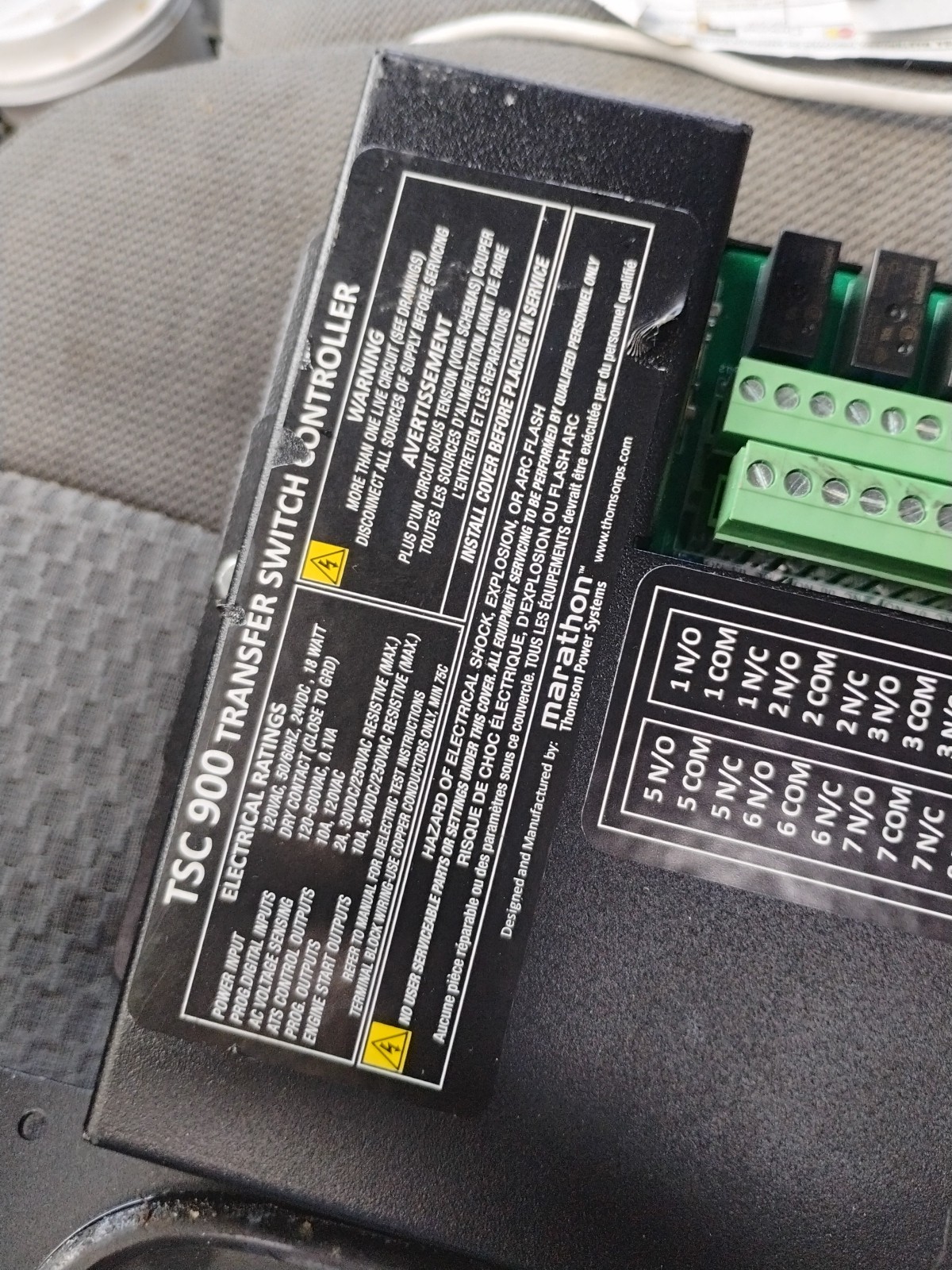 THOMSON TRANSFER SWITCH CONTROLLER TSC 900 PBC AND DISPLAY
