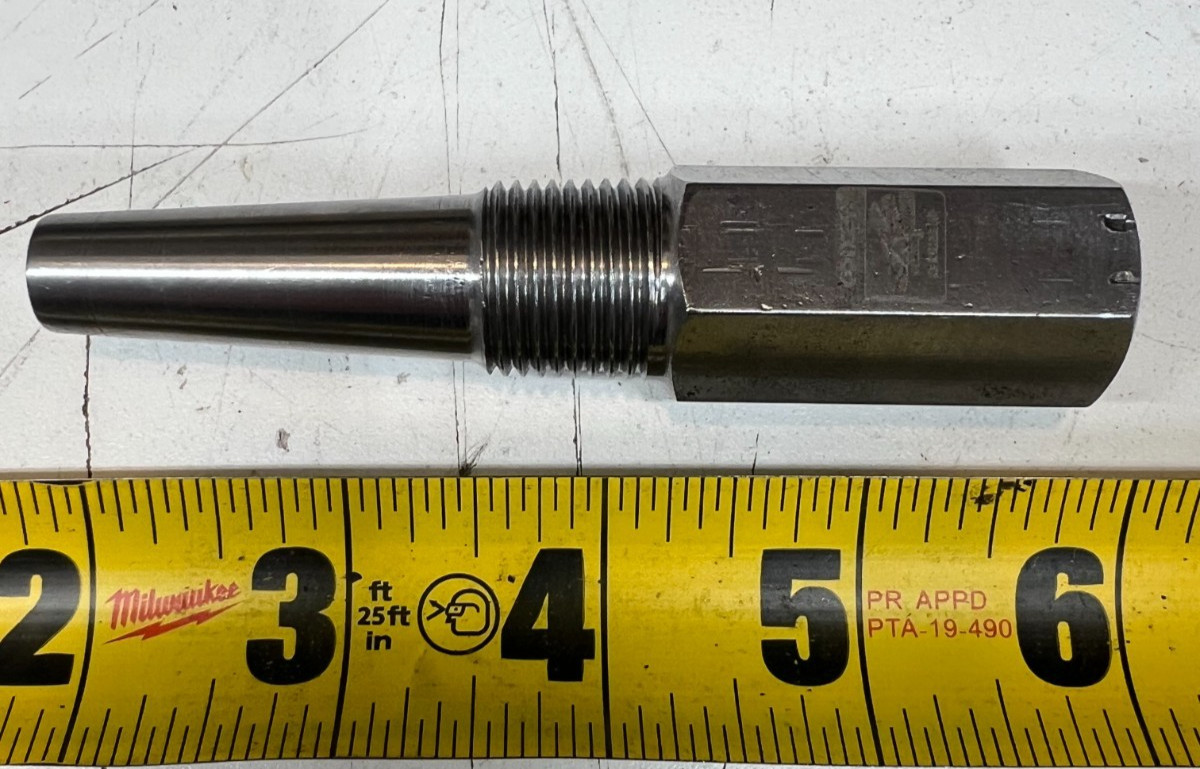 1/2″ Thermowell Threaded NPT .260″ Bore Diameter Tapered Hex Shank 4.25″ OAL GAV