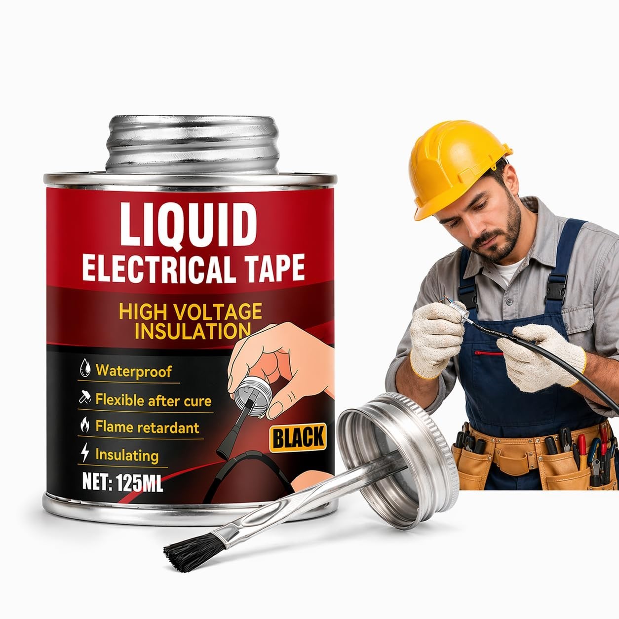 Liquid Electrical Tape – Black Liquid Wire Insulation, Waterproof & Heat Resista