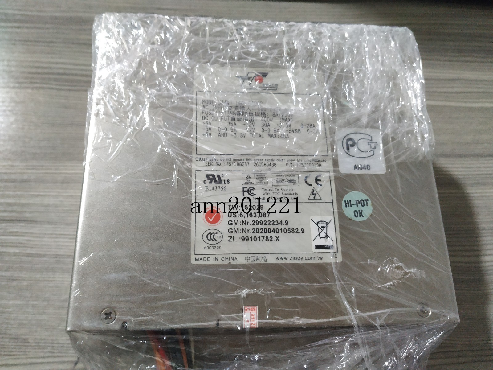 1PC USED Zippy HG2-6400P 400W server power supply