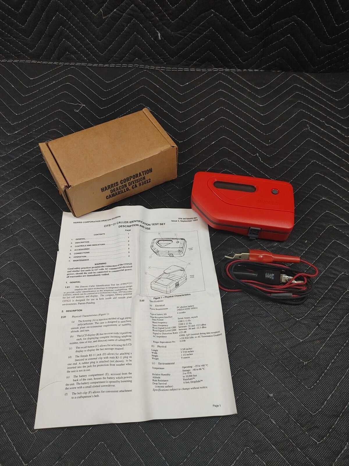 HARRIS DRACON 26005-701 CITS 21 CITS21 CALLER IDENTIFICATION ID TEST SET