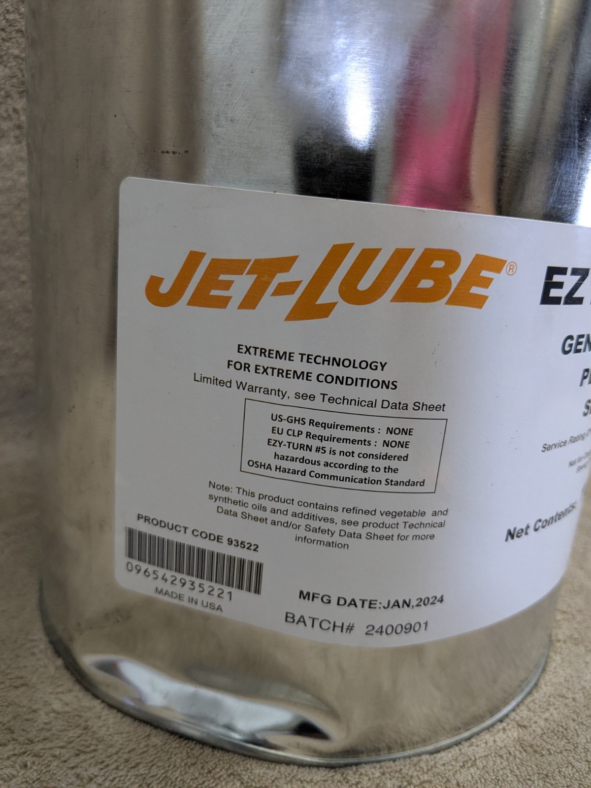 Jet-Lube 93522 EZY-TURN #5 Plug Valve Sealant 10 LB Pail DENTED CAN