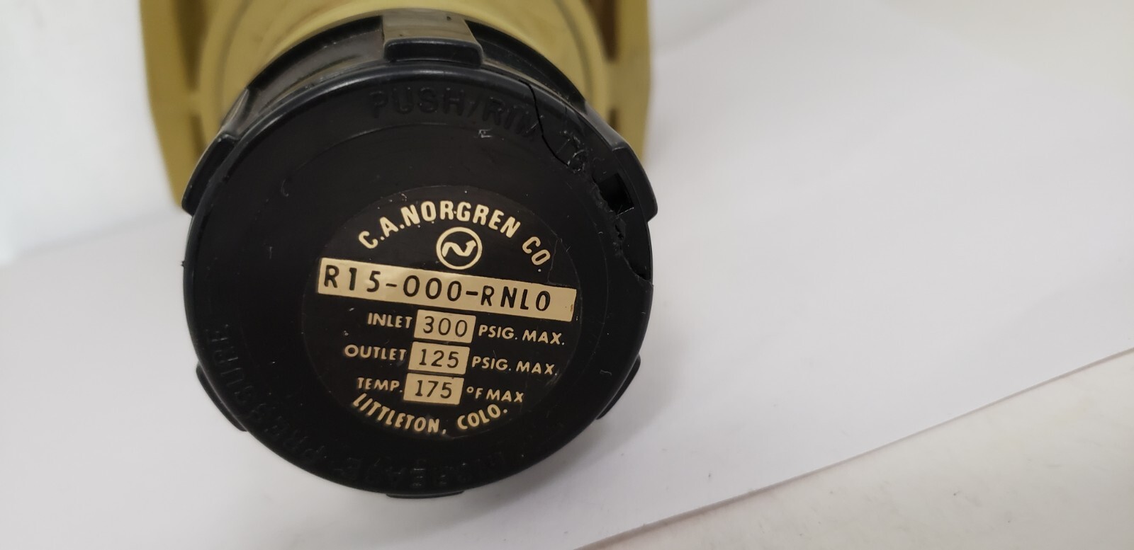 NORGREN R15-000-RNLO REGULATOR, INLET: 300 PSIG MAX, OUTLET: 125 PSIG MAX, 175°F