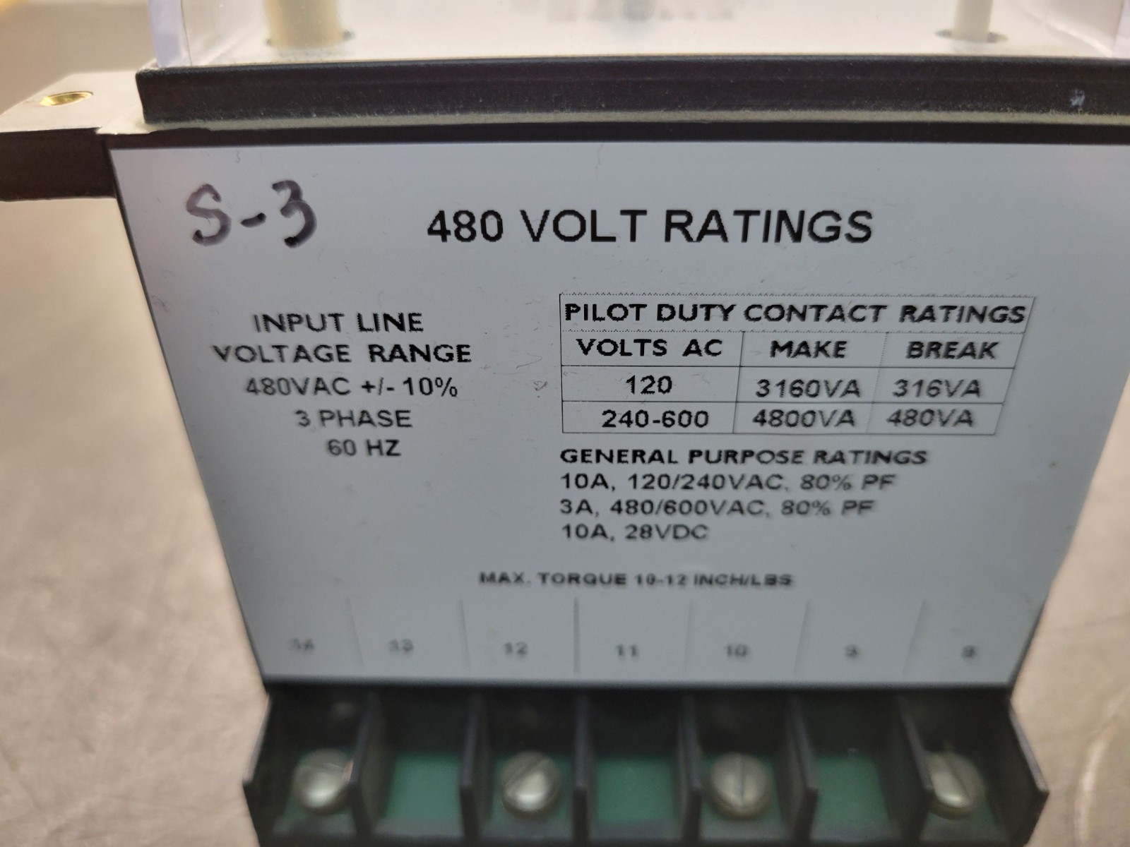 Instrument Transformers Inc. SPVRB 480 Voltage Relay.