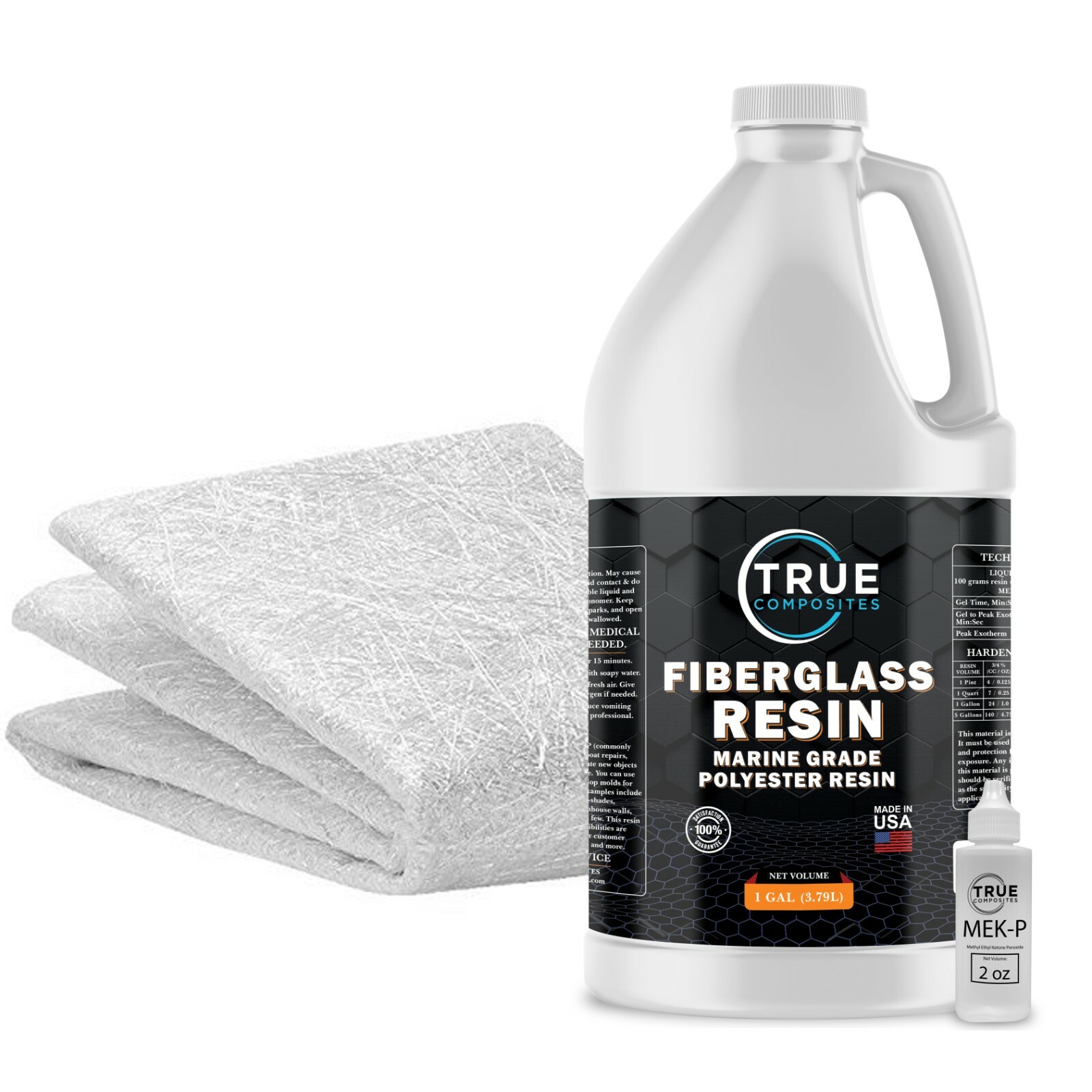 Fiberglass Repair Kit 1 Gal Polyester Resin + 1.5x38x10 Yards Cropped Strand Mat
