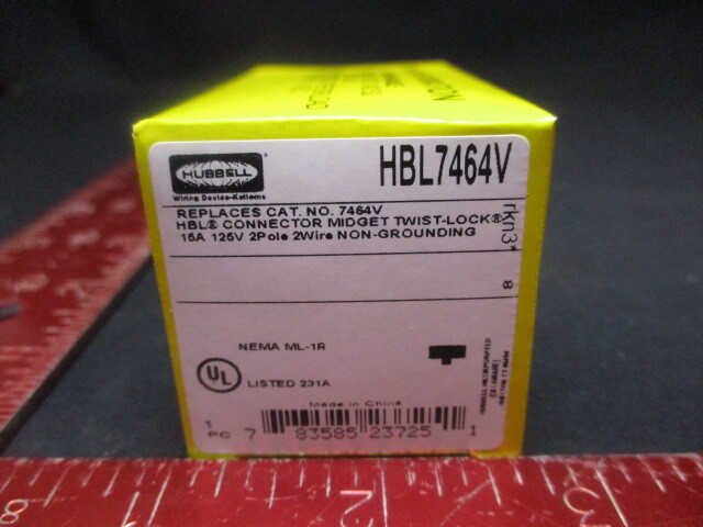 HUBBELL HBL7464V Midget Locking Connector: 15 A Amps, ML-1R, 120V AC, 2 Wires