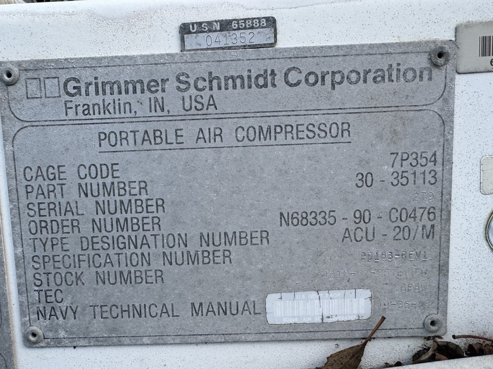 LeRoi Rotary Air Compressor Pump Control Panel And Hardness Only