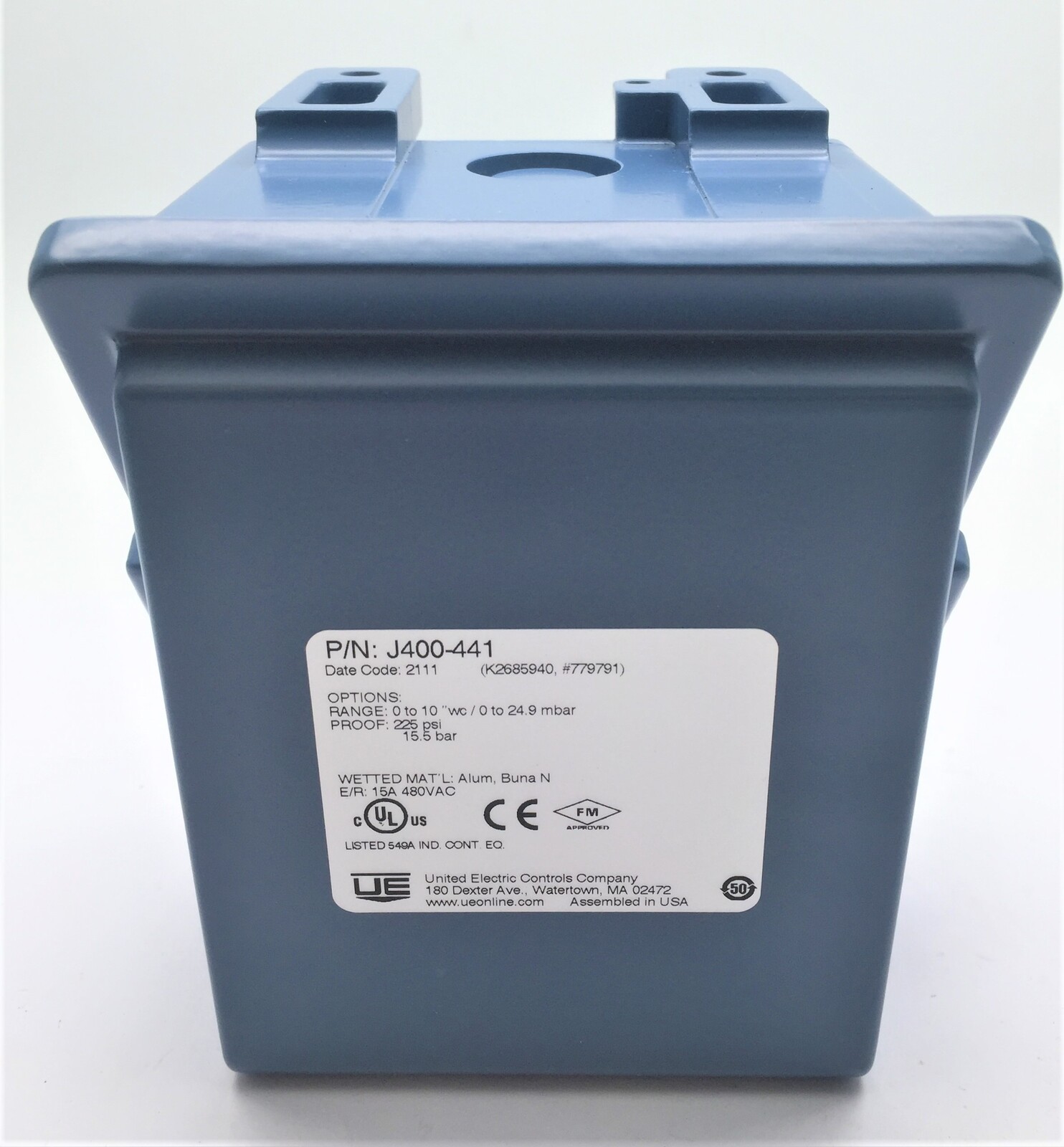 UE United Electric J400-441 Pressure & Differential Switch Range 0 to 10 wc 0 to