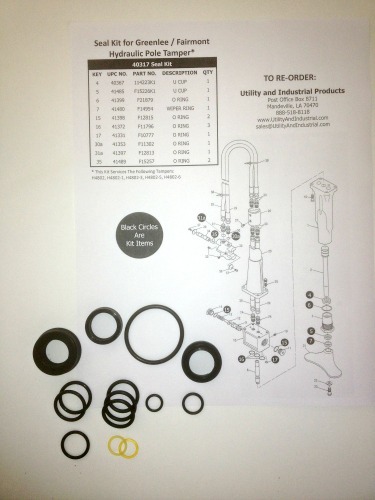 Seal Kit – Greenlee / Fairmont H4802 Hydraulic Tamper Seal Kit # 112875 / 40317