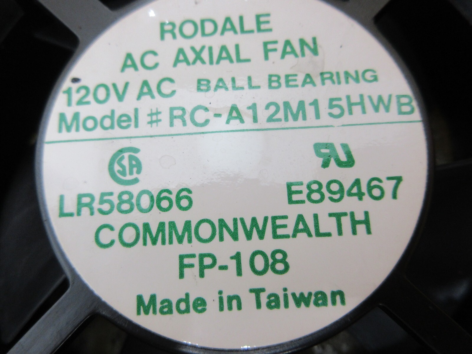 COMMONWEALTH FP-108 RC-A12M15HWB FAN LOT OF 3 PIECES