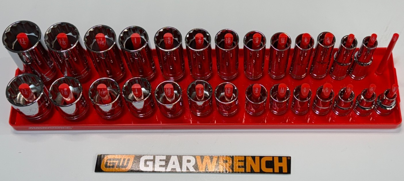 GEARWRENCH Deep & Shallow Socket Set 27 Pc, 1/2″ Drive 12pt, 3/8- 1- 1/4″ Socket