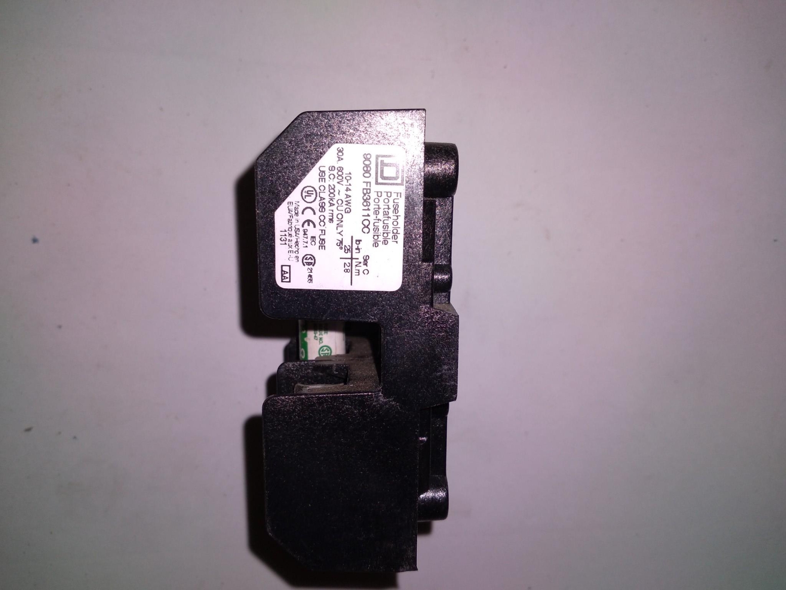 SQUARE D 9080 FB3611CC 10-14AWG 30A 600V 200KA RMS CLASS CC FUSE