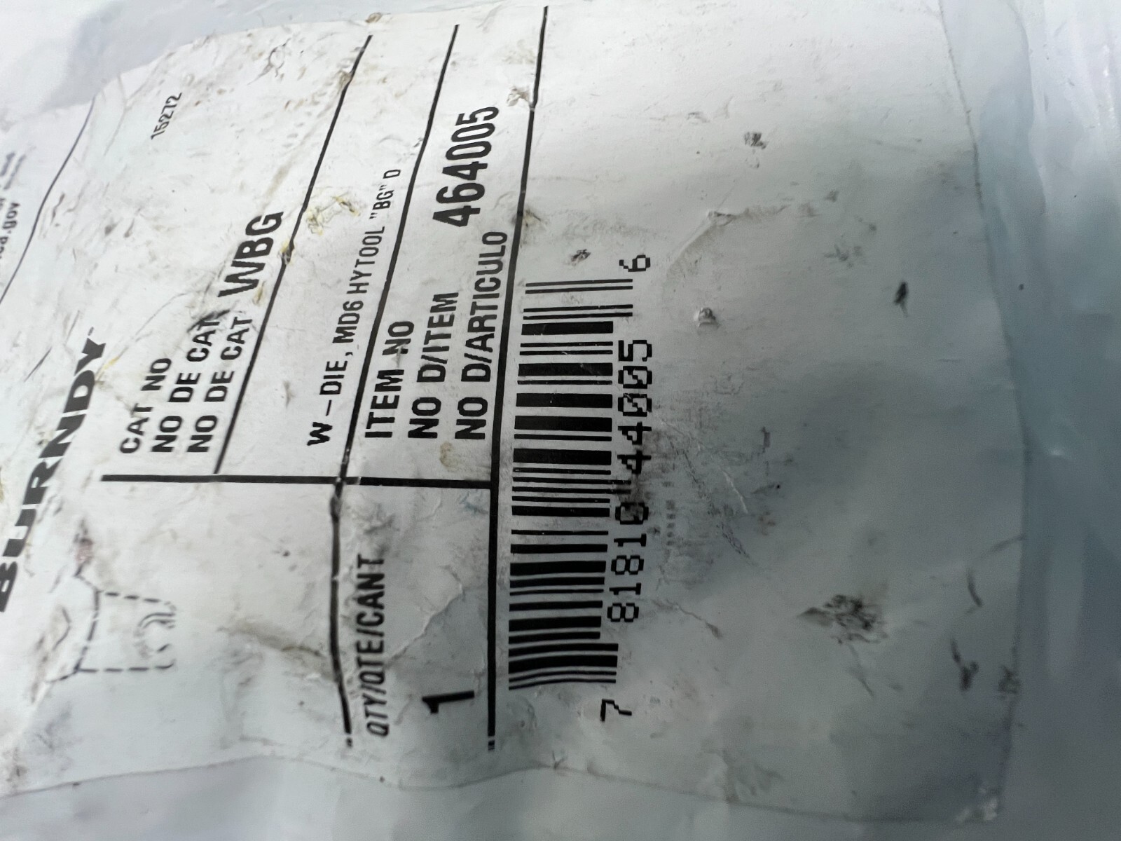 Burndy Upper and Lower Crimping Die 464005 6 to 1/0 AWG Aluminum/6 to 4/0 AWG