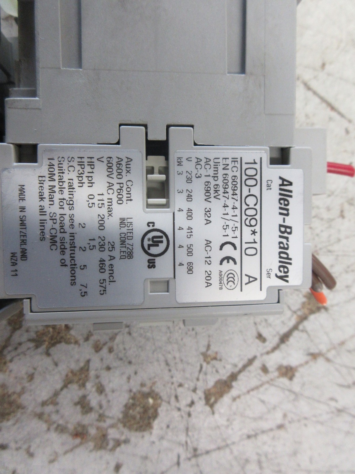 Allen-Bradley Starter 100-C09*10/193-ED1CB 120V Coil Trip: 1-5A Used