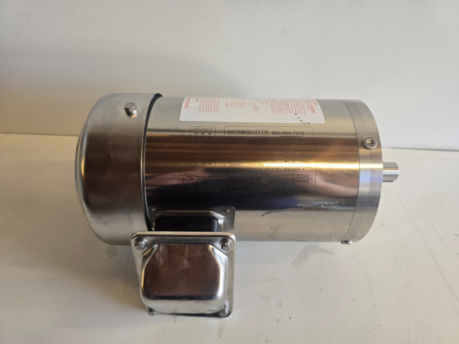 NOS! STERLING ELECTRIC NEMA PREMIUM 1.5HP STAINLESS STEEL MOTOR XPY154PCA