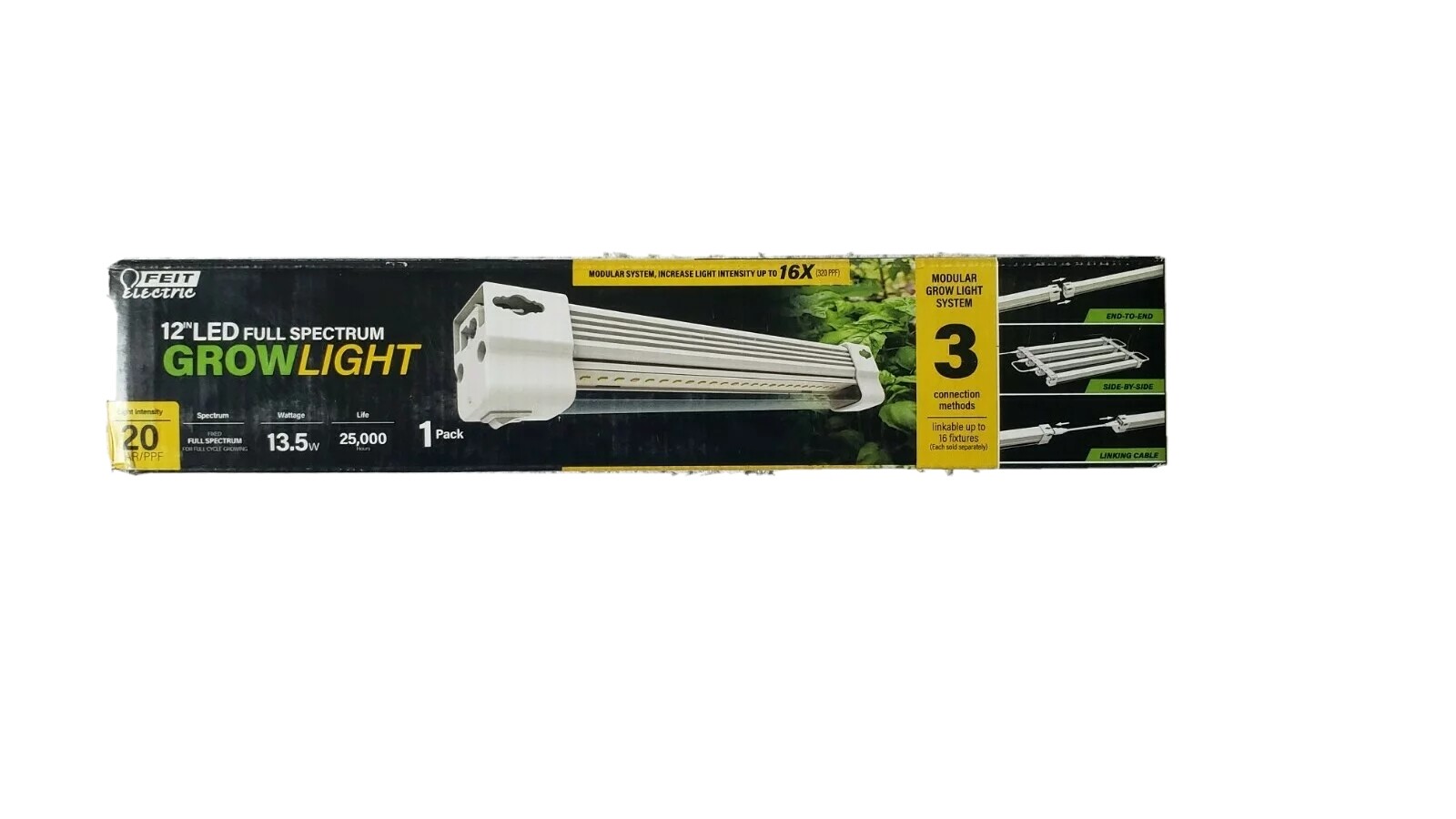 Feit Electric 12 inch 120V LED Plant Grow Light + MOUNTING HARDWARE+ LINK CABLE