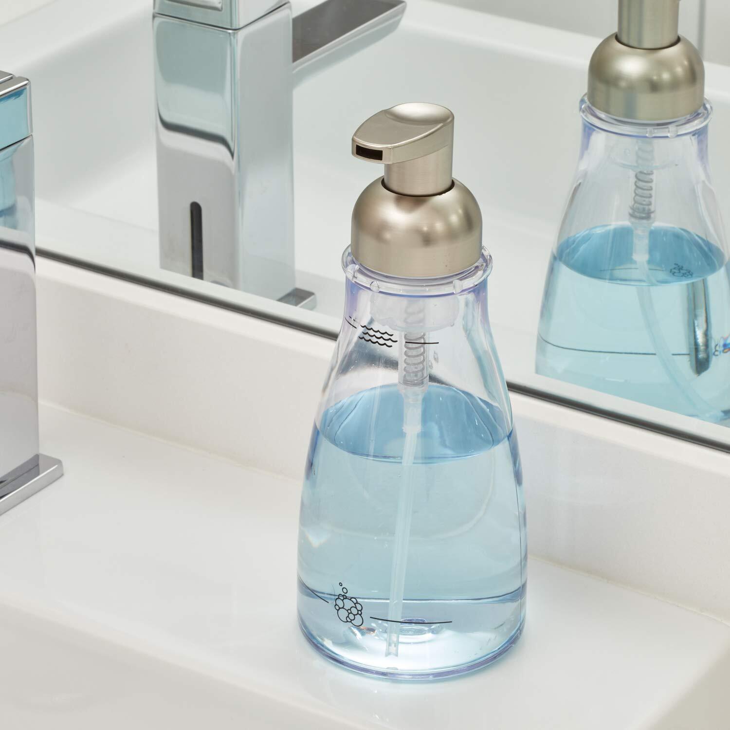 iDesign Foaming Soap Dispenser for Kitchen Bathroom Sink Vanity 3″ x 3″ x 7.5″