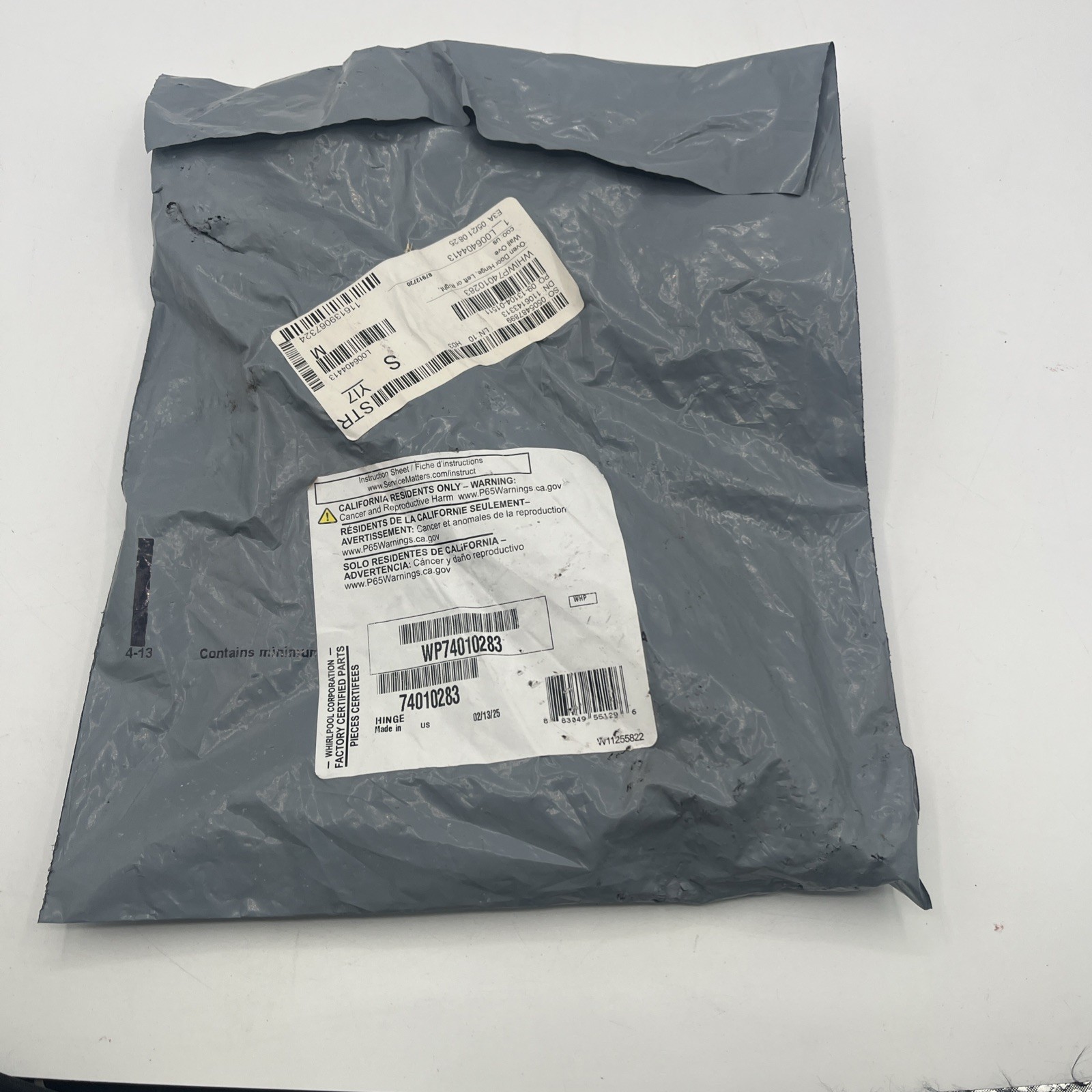 Whirlpool WP74010283- Genuine OEM Replacement Part NEW