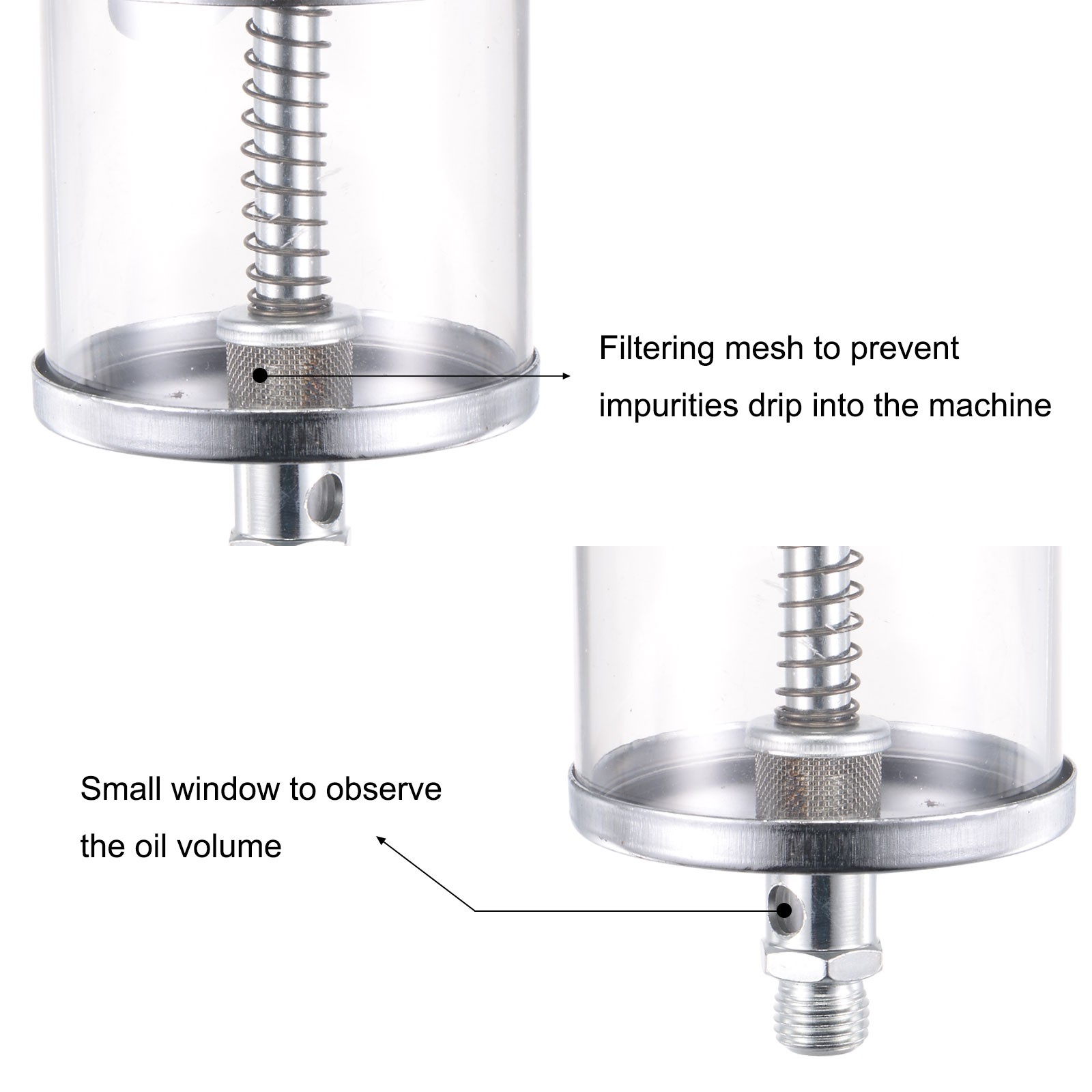 Needle Valve Type Oil Cup M14 x 1.5 Thread 200ml Sight Gravity Drip Feed Oiler