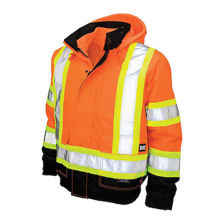 Tough Duck S41321 Men’s Hi-Vis 3-In-1 Safety Bomber Jacket, 300D Poly Oxford