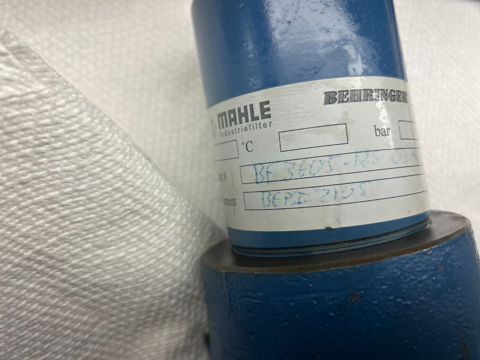 Mahle Industriefilter Behringer BF-3605 (incomplete model #) not legible