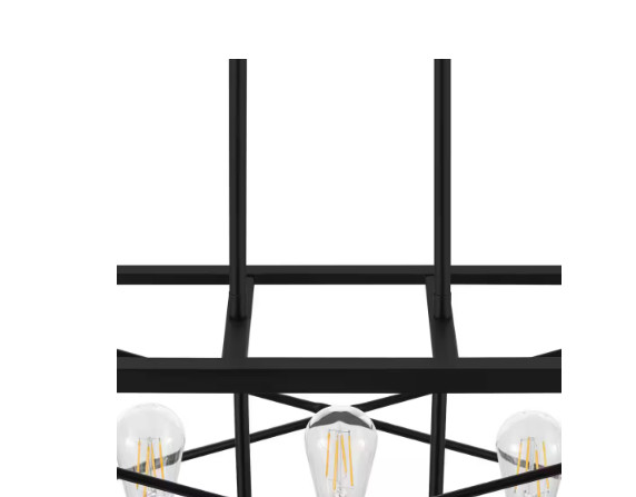 H D Harwood 60-Watt 5 Lt Matte Black and Old Satin Brass Pendant w/ Cage Shade