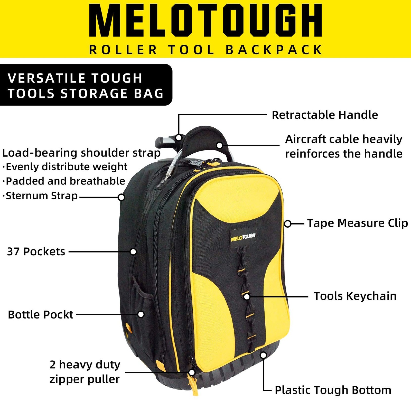 Wheeled Rolling Tool Bag Heavy Duty Tool Backpack for Men Tool Organizer Bag …