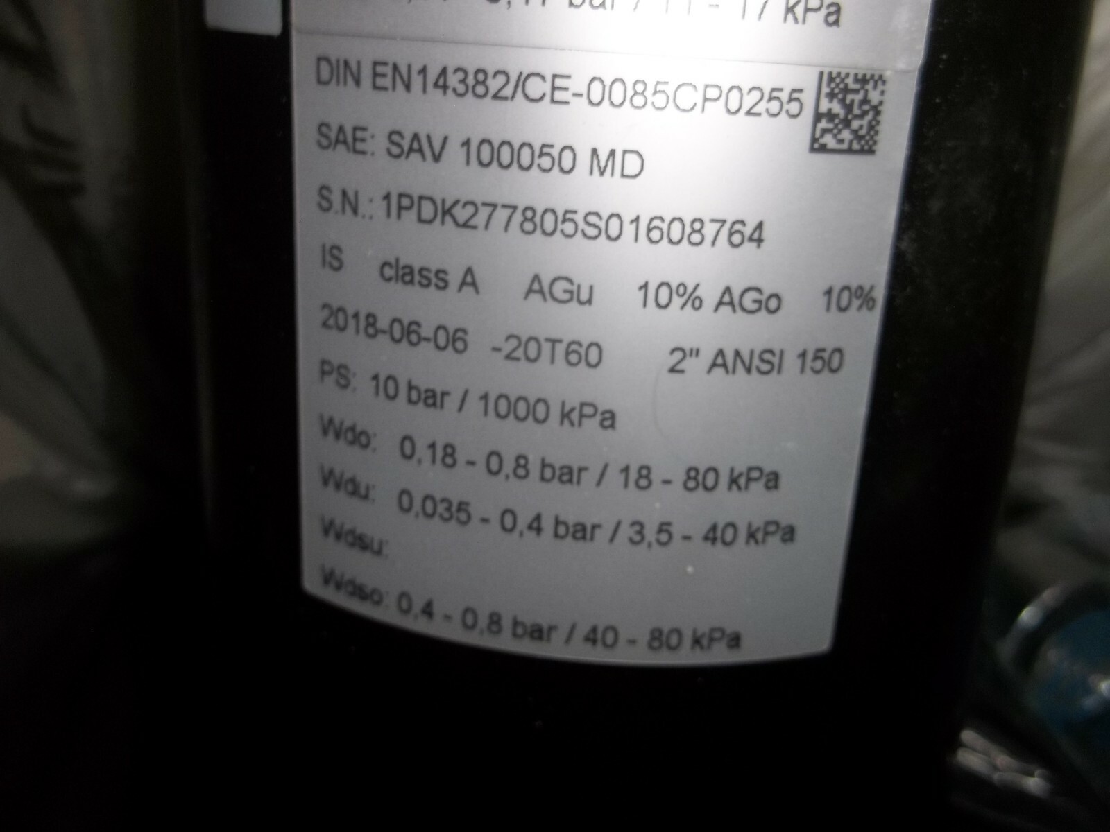 NIB DUNGS FRM100050/SAVMD 273283 GAS REGULATOR 10 BAR 1000 KPA (RHPR)