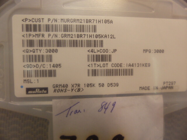 MURATA GRM21BR71H105KA12L Qty of 500 per Lot CAP CER 1UF 50V 10% X7R 0805;1�F �