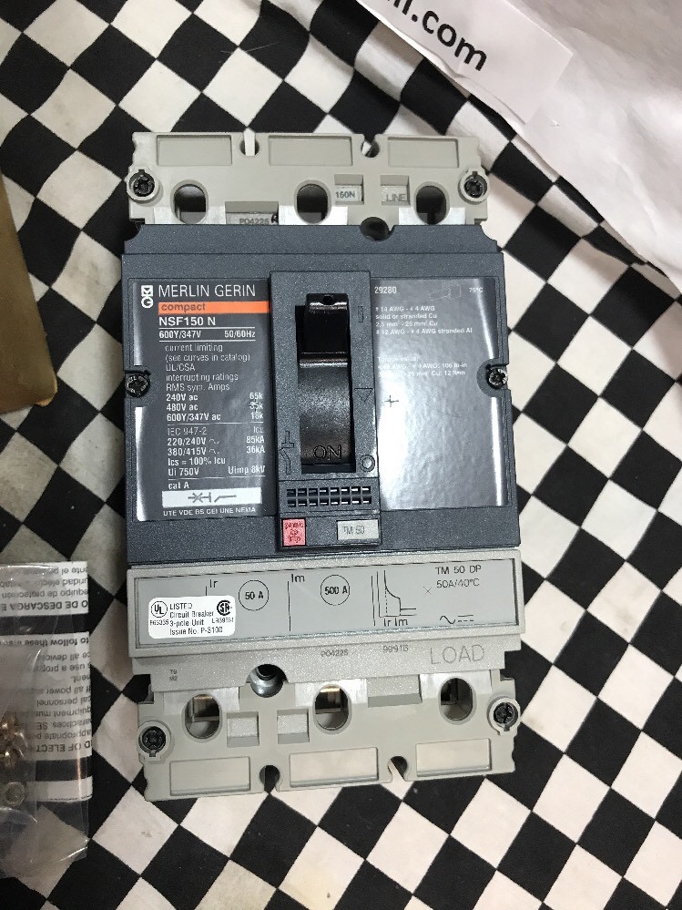 MERLIN GERIN CIRCUIT BREAKER NSF150N, 3P, 50A, 347V, SHIPSAMEDAY BOX 3 “C”
