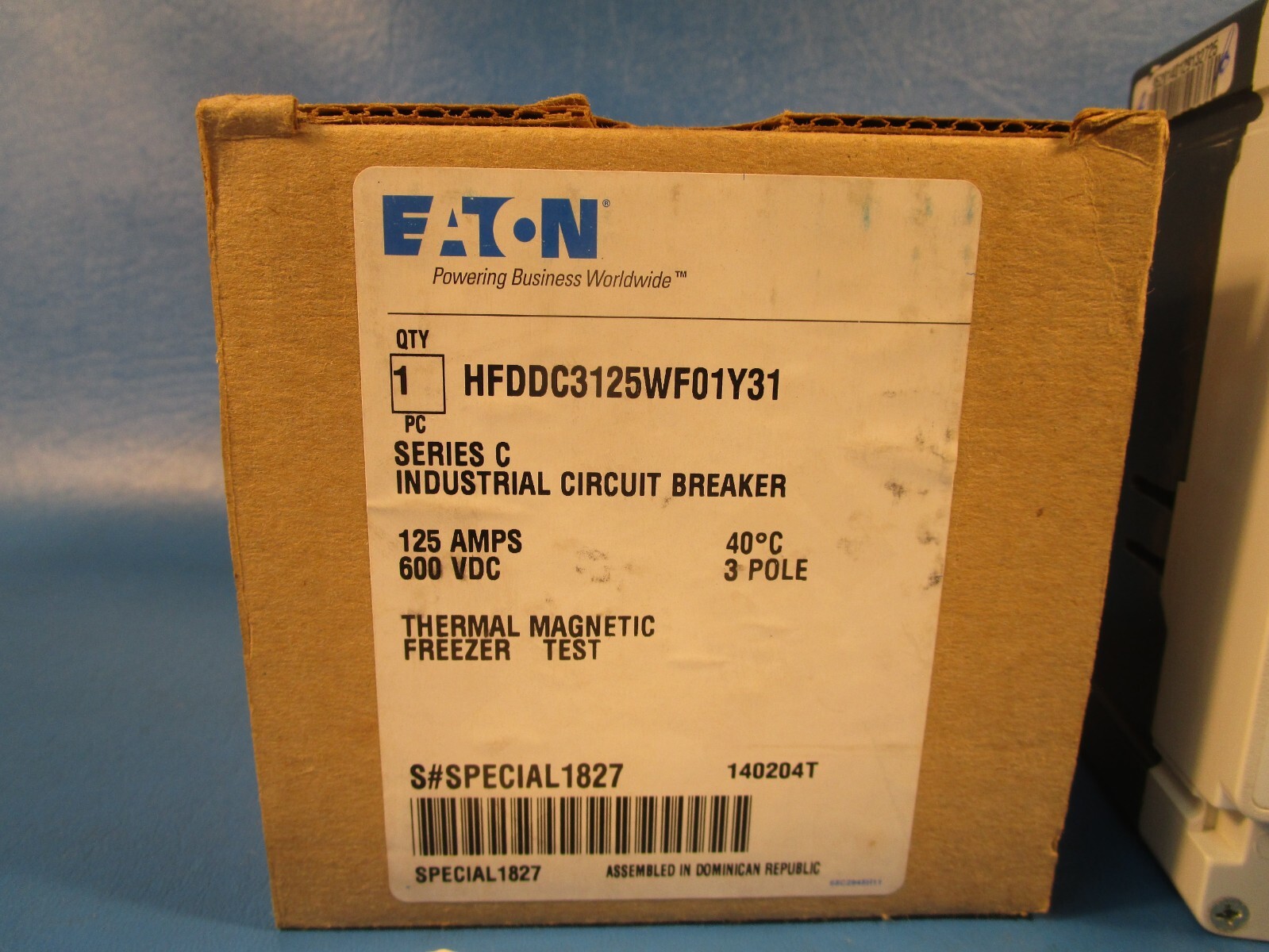 Eaton HFDDC3125WF01Y31, Molded Case Breakers (MCCBs) HFD 3P 125A 600V 50/60Hz 3P