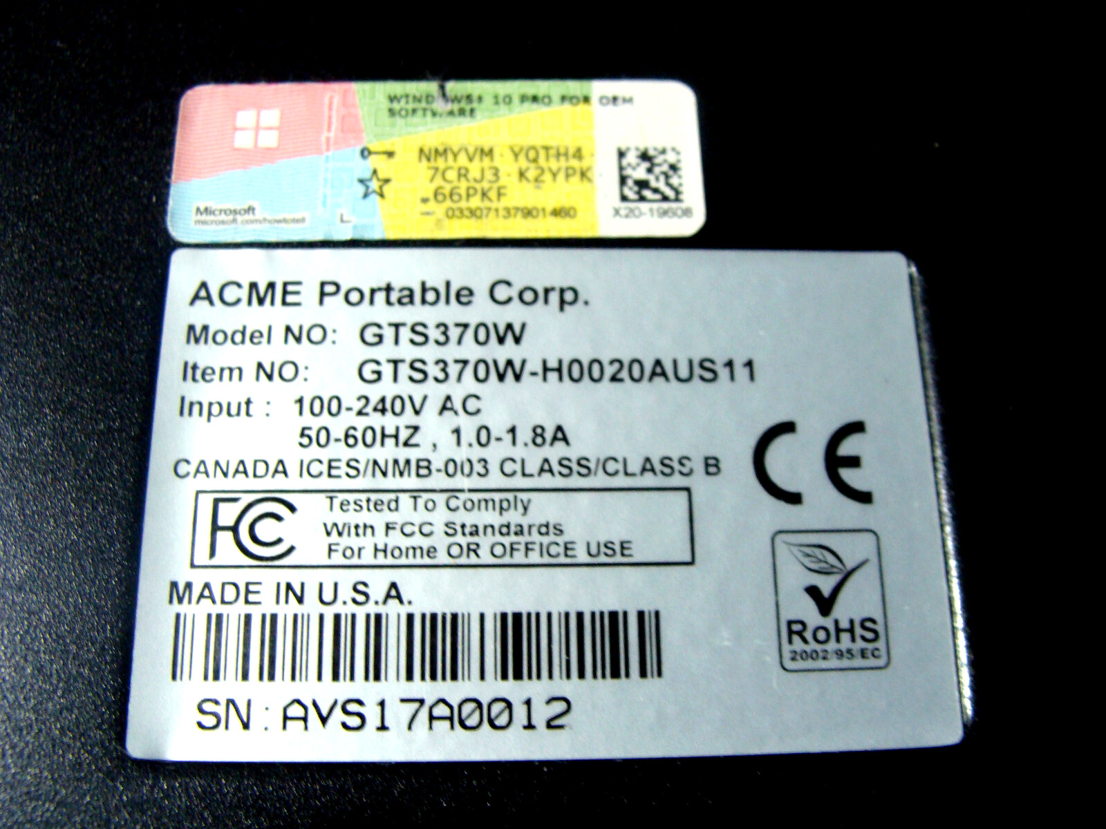 ACME Portable Machines GTS370 Rugged Portable Computer, for Parts/ Repair