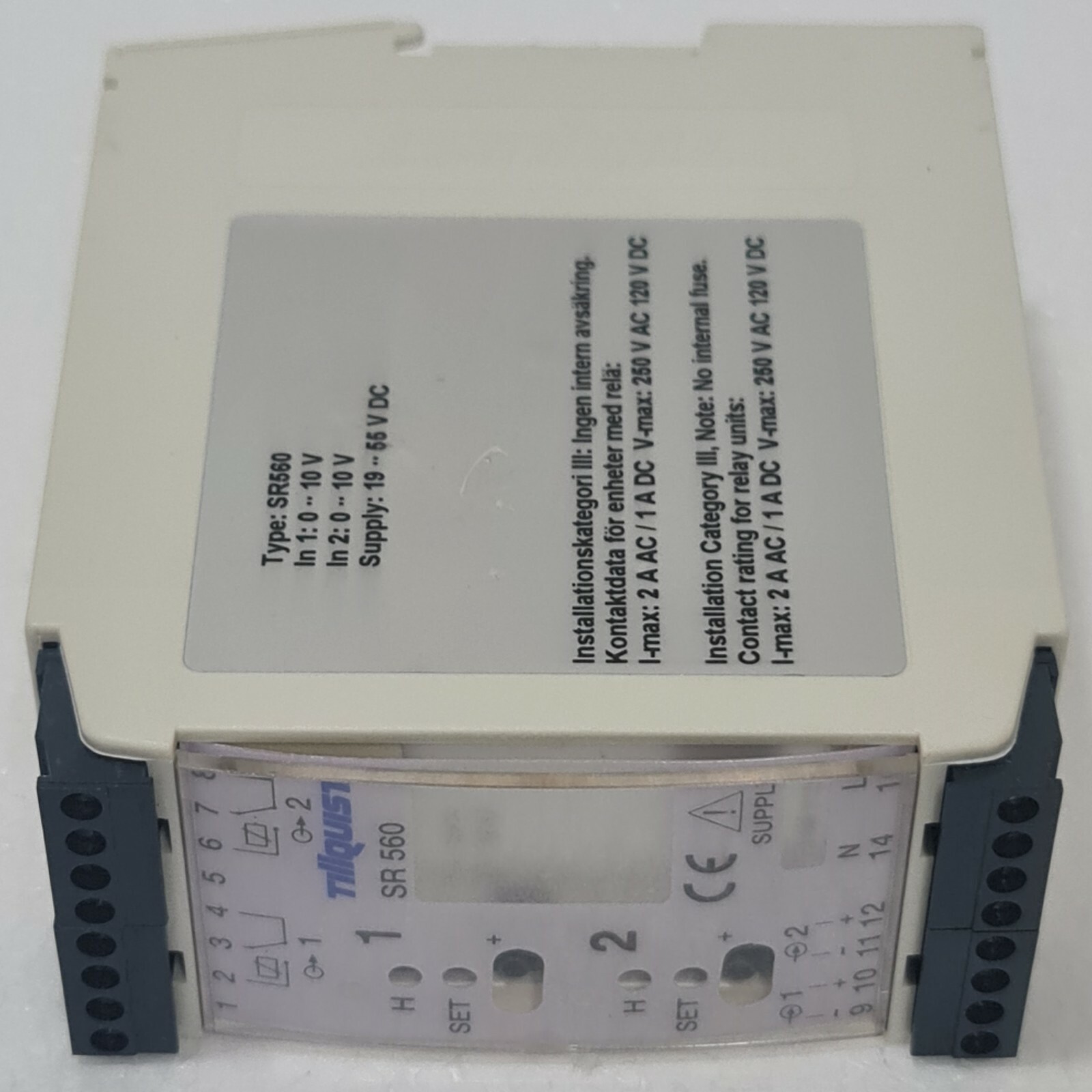 TILLQUIST TYPE:SR560 VOLTAGE TRANSMITTER 19-55 VDC