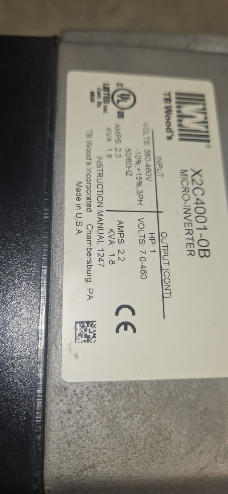 TB WOODS X2C4001-0B MICRO-INVERTER 1HP