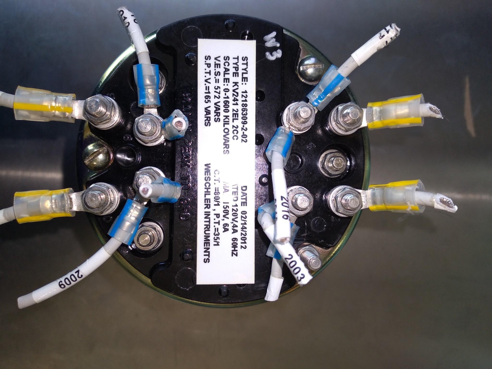 WESCHLER INSTRUMENTS 12186309-2-02 KV241 2EL 2CC 0-1600KILOVARS 120-150V 4-6A