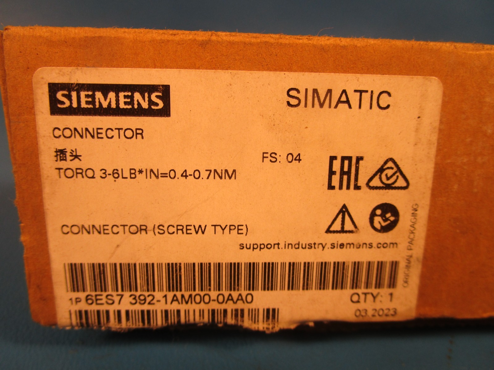 Siemens 6ES7 392-1AM00-0AA0, FRONT CONNECTOR, SIMATIC S7-300, 40 POLE