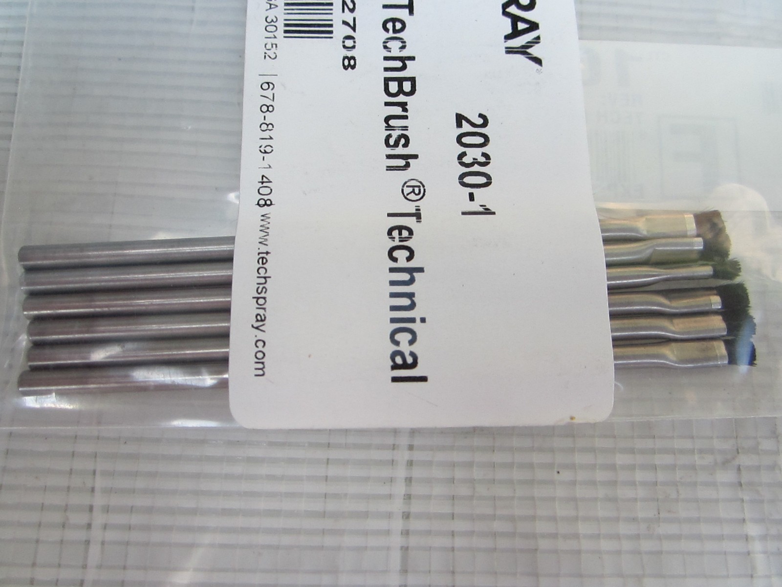 TECHSPRAY 2030-1 1/8X1/16 GOAT HAIR TECHNICAL CLEANING BRUSH LOT OF 6