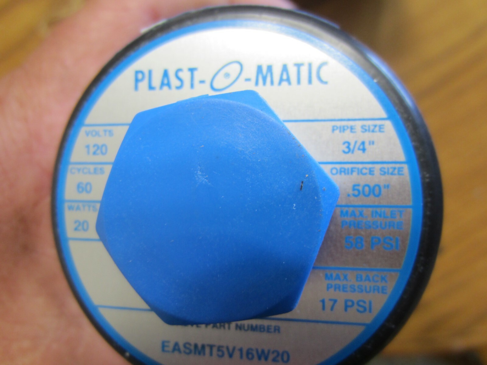 New True Blue Plast-O-Matic EASMT5V16W20-PP Solenoid Valve