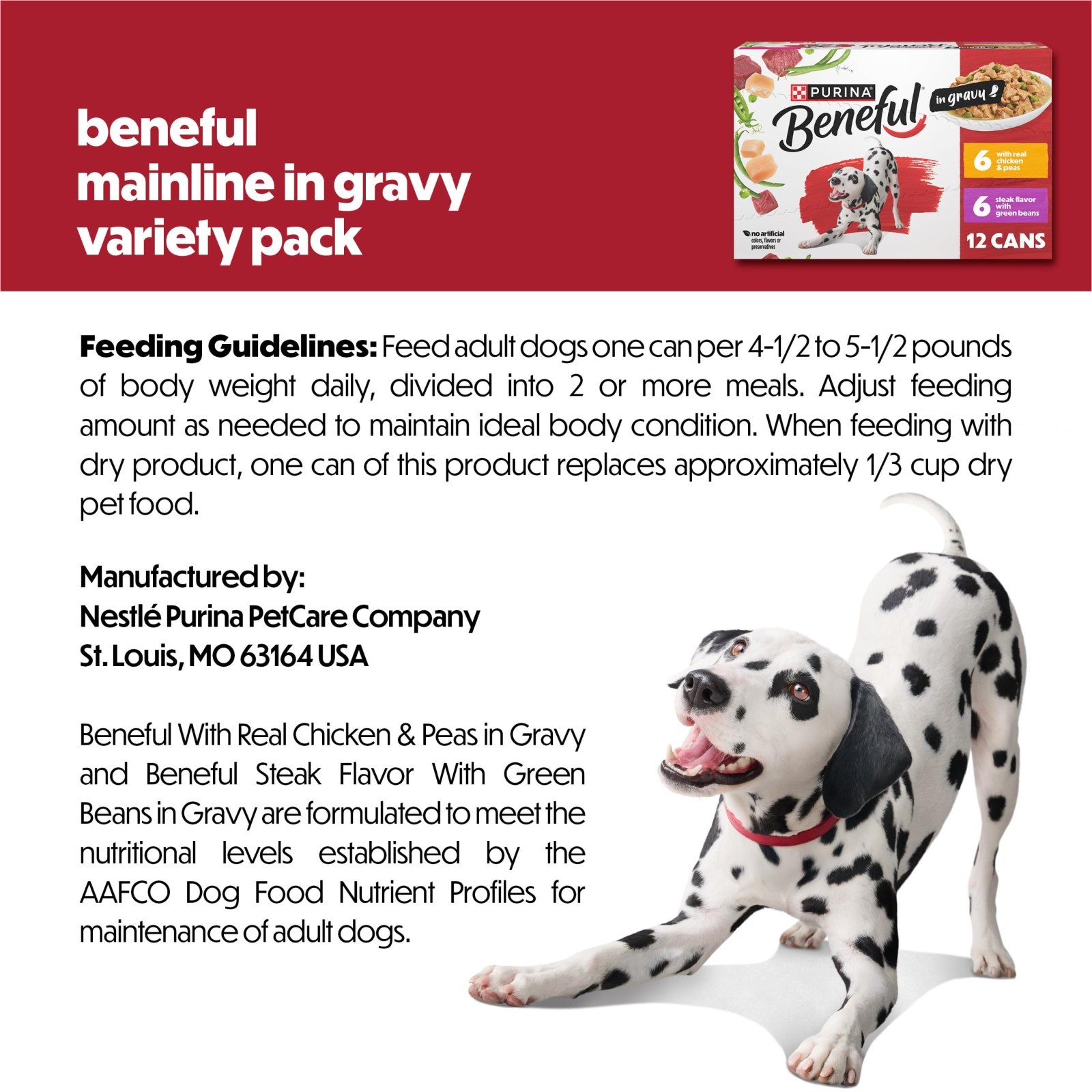 4 PACK Purina Beneful with Real Chicken or Steak Flavor in Gravy Wet Dog, 12 ct